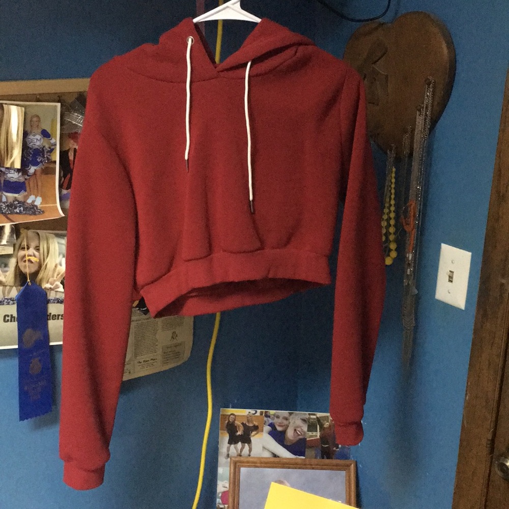Red Cropped Hoodie
